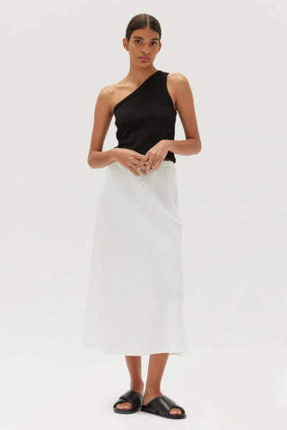 Stella Linen Bias Skirt - White - Skirts - Assembly Label - The Soho Movement