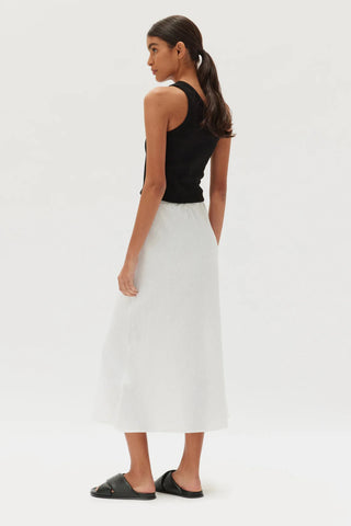 Stella Linen Bias Skirt - White - Skirts - Assembly Label - The Soho Movement