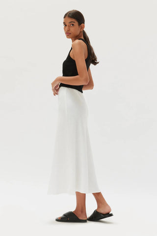 Stella Linen Bias Skirt - White - Skirts - Assembly Label - The Soho Movement