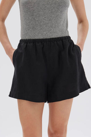 Stella Linen Short - Black - Shorts - Assembly Label - The Soho Movement