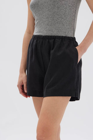 Stella Linen Short - Black - Shorts - Assembly Label - The Soho Movement