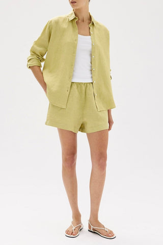 Stella Linen Shorts - Pear - Shorts - Assembly Label - The Soho Movement