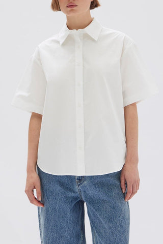 Tala Poplin Short Sleeve Shirt - White - Shirts & Tops - Assembly Label - The Soho Movement