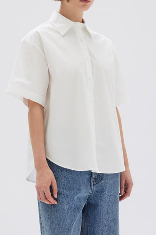 Tala Poplin Short Sleeve Shirt - White - Shirts & Tops - Assembly Label - The Soho Movement