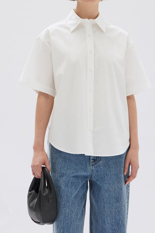 Tala Poplin Short Sleeve Shirt - White - Shirts & Tops - Assembly Label - The Soho Movement