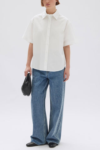 Tala Poplin Short Sleeve Shirt - White - Shirts & Tops - Assembly Label - The Soho Movement