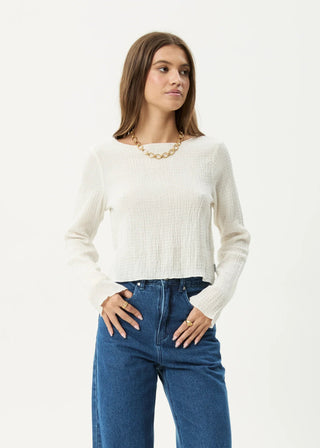 The Focus Seersucker Long Sleeve Top - Off White - Long sleeve tops - Afends - The Soho Movement