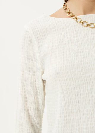 The Focus Seersucker Long Sleeve Top - Off White - Long sleeve tops - Afends - The Soho Movement