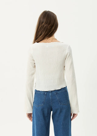 The Focus Seersucker Long Sleeve Top - Off White - Long sleeve tops - Afends - The Soho Movement