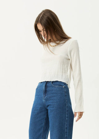 The Focus Seersucker Long Sleeve Top - Off White - Long sleeve tops - Afends - The Soho Movement