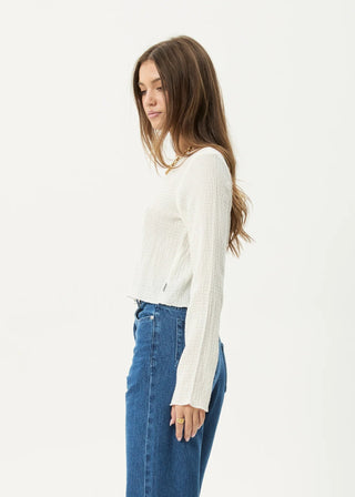 The Focus Seersucker Long Sleeve Top - Off White - Long sleeve tops - Afends - The Soho Movement