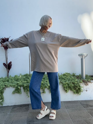 The Long Sleeve Bubble Tee - Faded Tan - Long sleeve tops - The Soho Movement - The Soho Movement