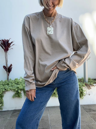 The Long Sleeve Bubble Tee - Faded Tan - Long sleeve tops - The Soho Movement - The Soho Movement