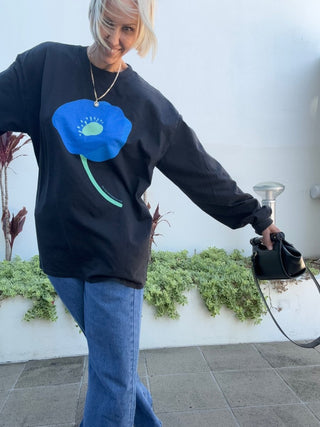 The Long Sleeve Poppy Tee - Faded Black - Long sleeve tops - The Soho Movement - The Soho Movement