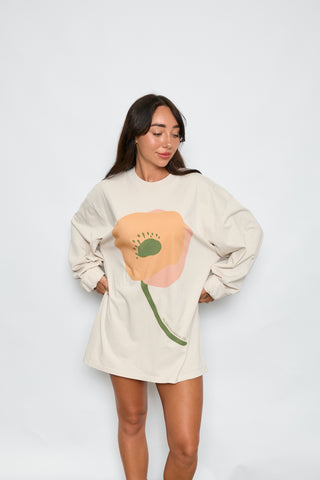 The Poppy Long Sleeve Tee - Bone - Long sleeve tops - The Soho Movement - The Soho Movement