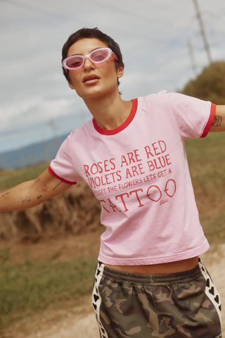 The Roses + Tattoos Tee - Pink - Sabbi - The Soho Movement