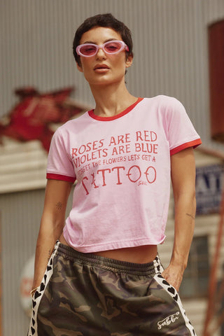 The Roses + Tattoos Tee - Pink - Sabbi - The Soho Movement