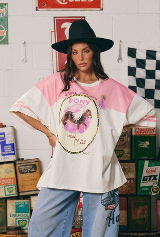 The Very Oversized Pony Club Tee - Pink - Tees - Sabbi - The Soho Movement