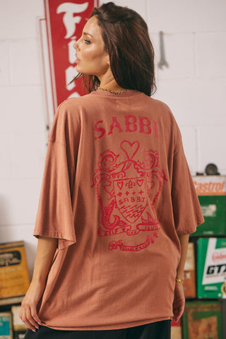 The Very Oversized Racing Badges Tee - Mocha - Tees - Sabbi - The Soho Movement