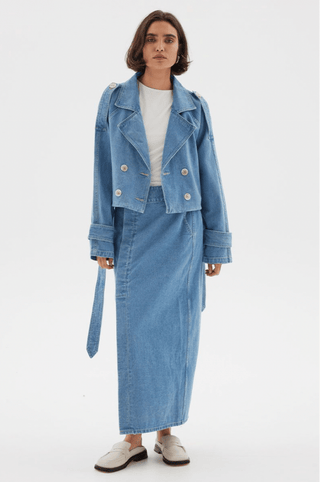 Theory Crop Denim Trench - Blue - Sovere - The Soho Movement