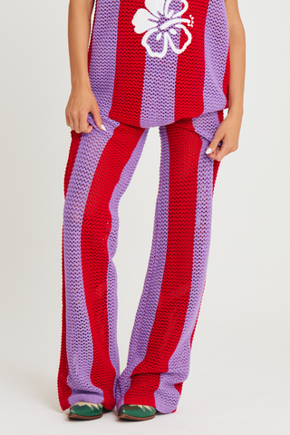 The Knit Stripe Beach Pants - Purple/Red