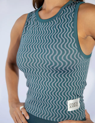 Wavy Lines Tank - Blue - Activewear - Pinky & Kamal - The Soho Movement