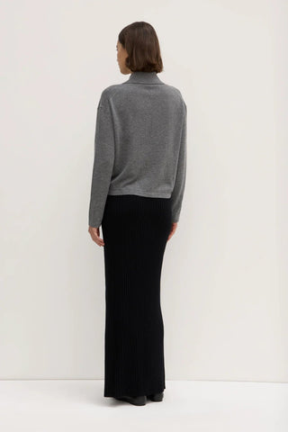 Wool Cashmere Rib Maxi Skirt - Black - Knitted skirts - Assembly Label - The Soho Movement