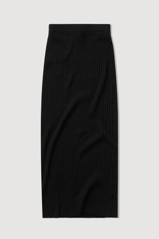 Wool Cashmere Rib Maxi Skirt - Black - Knitted skirts - Assembly Label - The Soho Movement