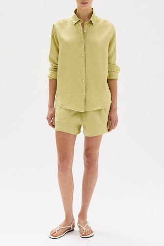 Xander Long Sleeve Linen Shirt - Pear - Shirts & Tops - Assembly Label - The Soho Movement