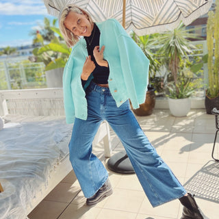 Gigi Hemp Flared Jeans - Authentic Blue