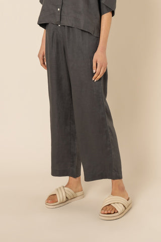Nude Linen Lounge Crop Pant - Coal