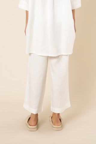 Nude Linen Lounge Crop Pant - White