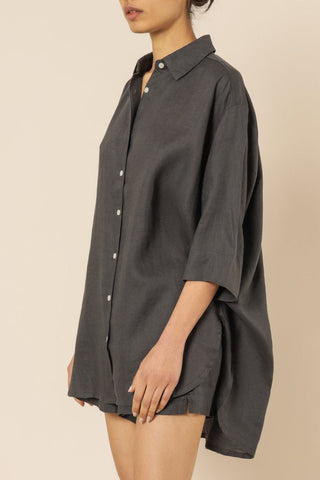 Nude Lounge Longline Shirt - Coal