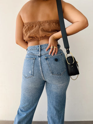 94 High Straight Louise Rip - Distressed Vintage Blue - Abrand - The Soho Movement