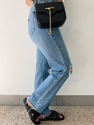 94 High Straight Louise Rip - Distressed Vintage Blue - Abrand - The Soho Movement