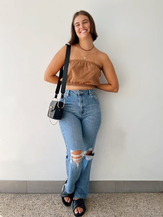 94 High Straight Louise Rip - Distressed Vintage Blue - Abrand - The Soho Movement