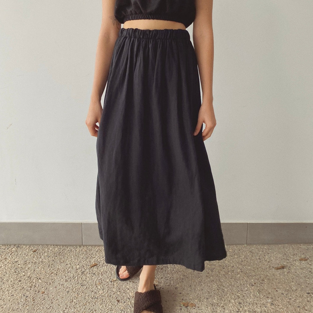 Lunar Linen Skirt - Black