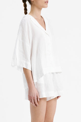 Nude Linen Lounge Short - White