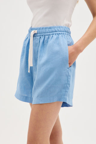 Ease Linen Short - Cornflower Blue