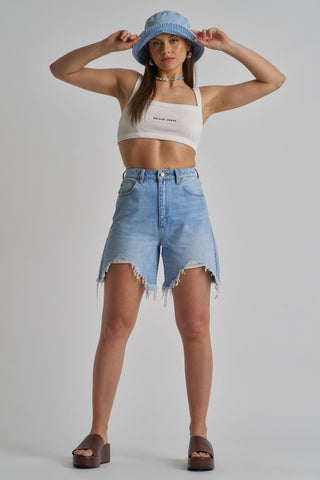 A Carrie Short - Riley Rip - Denim Shorts - Abrand - The Soho Movement