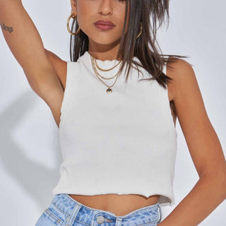 A Heather Singlet - White Sand - Shirts & Tops - Abrand - The Soho Movement