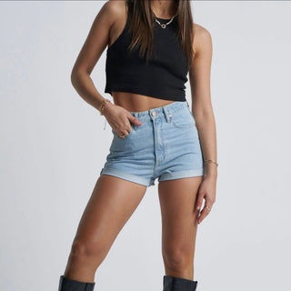 A High Relaxed Short - Daisy Blue - Denim Shorts - Abrand - The Soho Movement