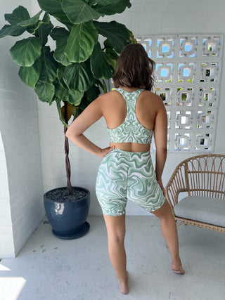Active Shorties - Green Swirl - Flow Yogawear - The Soho Movement