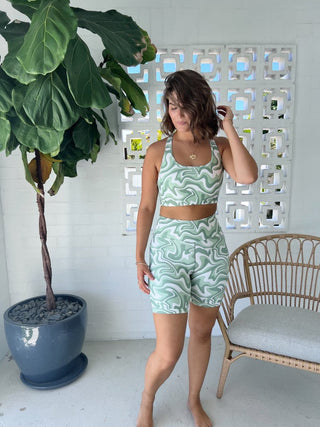 Active Shorties - Green Swirl - Flow Yogawear - The Soho Movement