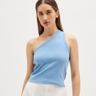 Asymmetrical Organic Tank - Cornflower Blue - Assembly Label - The Soho Movement
