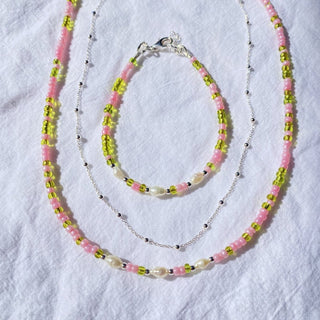 Bubblegum Pink Necklace with Freshwater Pearls - Bracelets - Divine Creatures - The Soho Movement