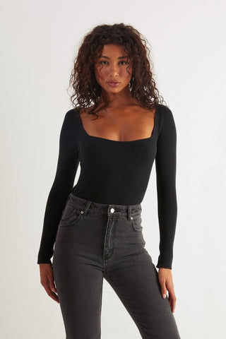 Cherry Knit Longsleeve Top - Black - Long sleeve tops - Rollas - The Soho Movement
