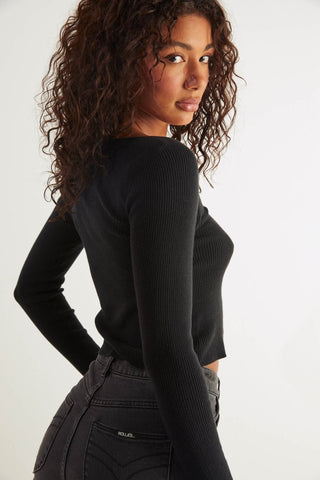 Cherry Knit Longsleeve Top - Black - Long sleeve tops - Rollas - The Soho Movement