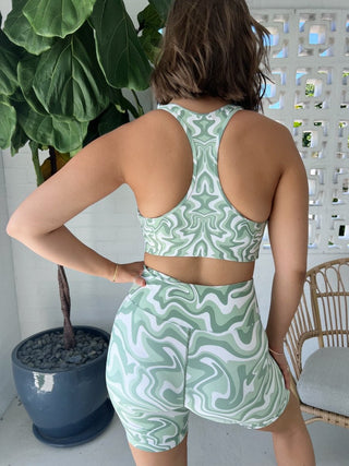 Crop Bra - Green Swirl - Flow Yogawear - The Soho Movement