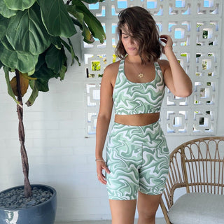 Crop Bra - Green Swirl - Flow Yogawear - The Soho Movement